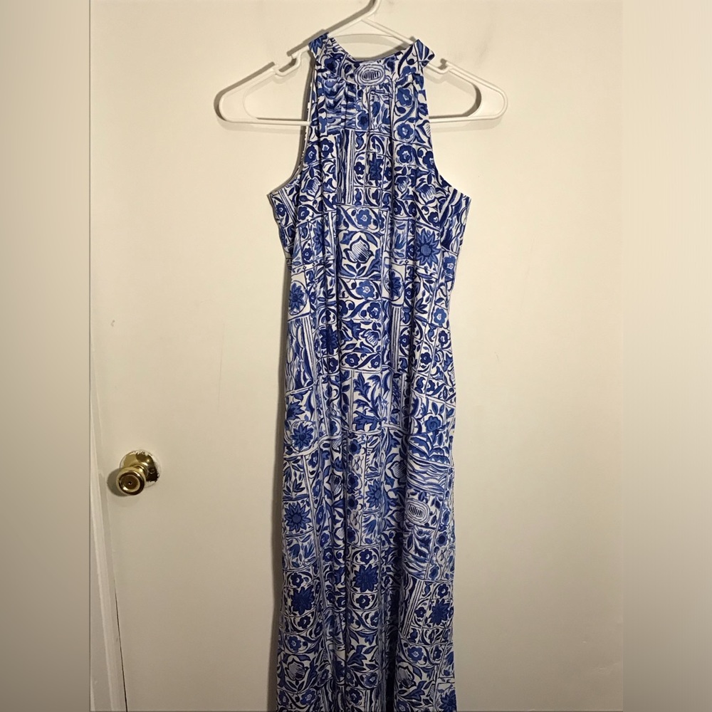 Ann Taylor petite halter neck tile print dress